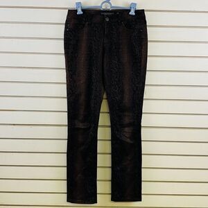 Womens 2 Liverpool Skinny Pants Brown Black‎ Snakeskin Print Stretch 31" Inseam